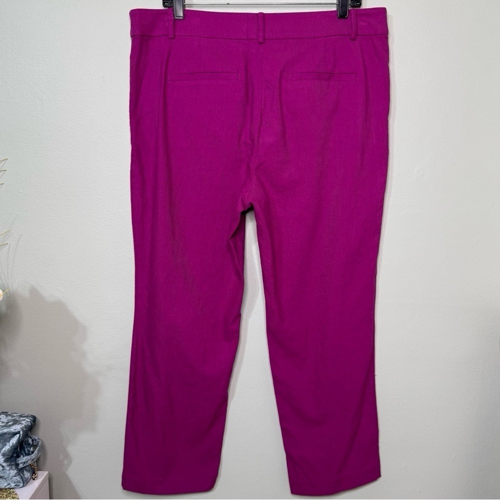 Loft Riveria Slim Pants Linen Blend Magenta Shadow Size 12 - Picture 7 of 12